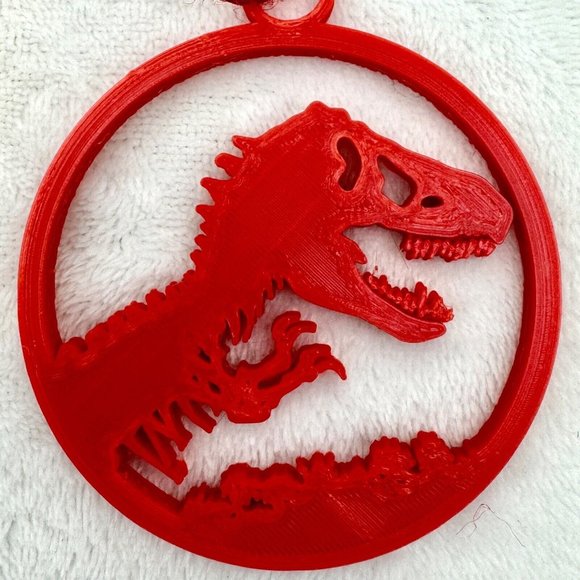 Two (2) Jurassic Park T-Rex 3" Plastic Christmas Ornaments Red & Blue - Picture 4 of 4